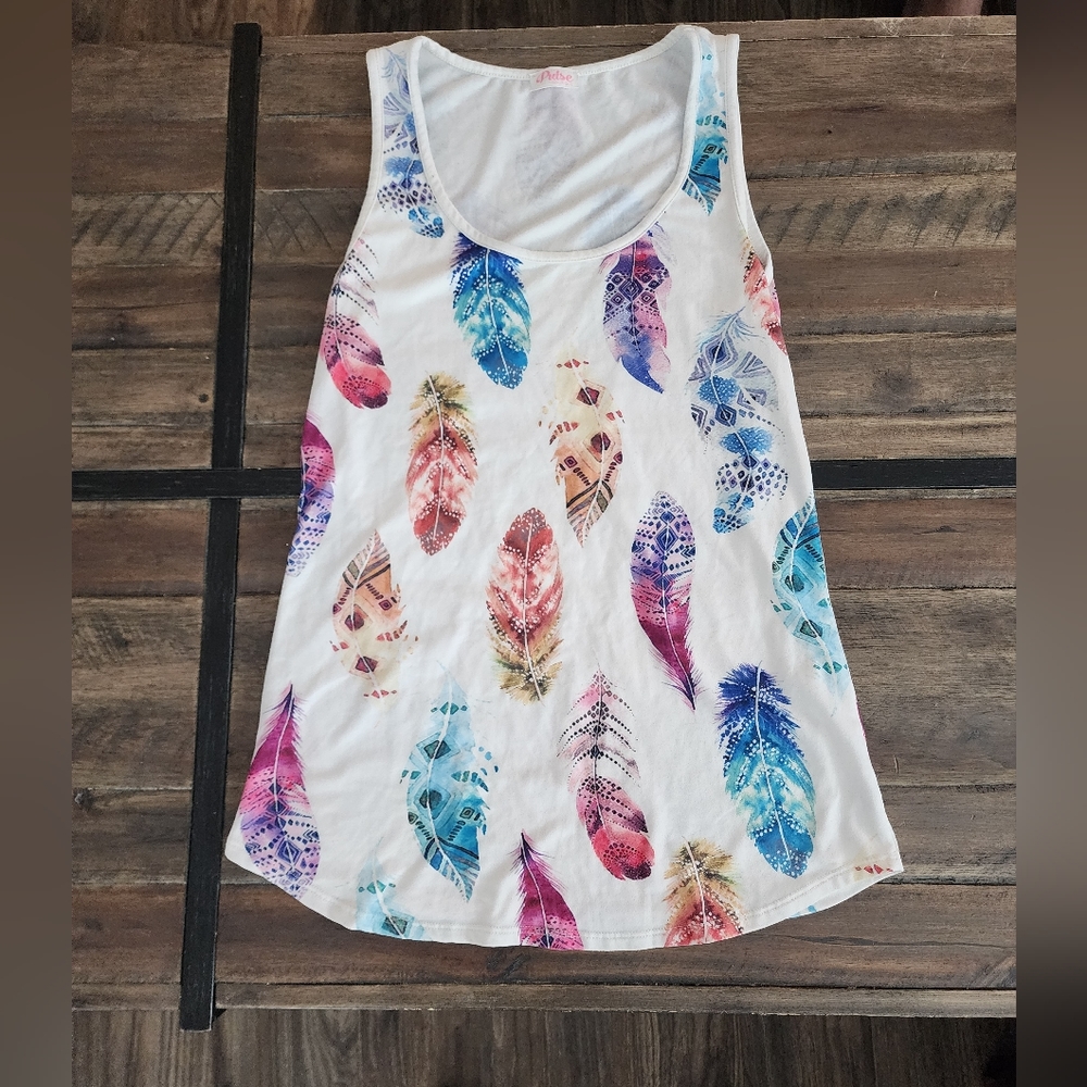 The Pulse Boutique multicolor watercolor aztec feather tank